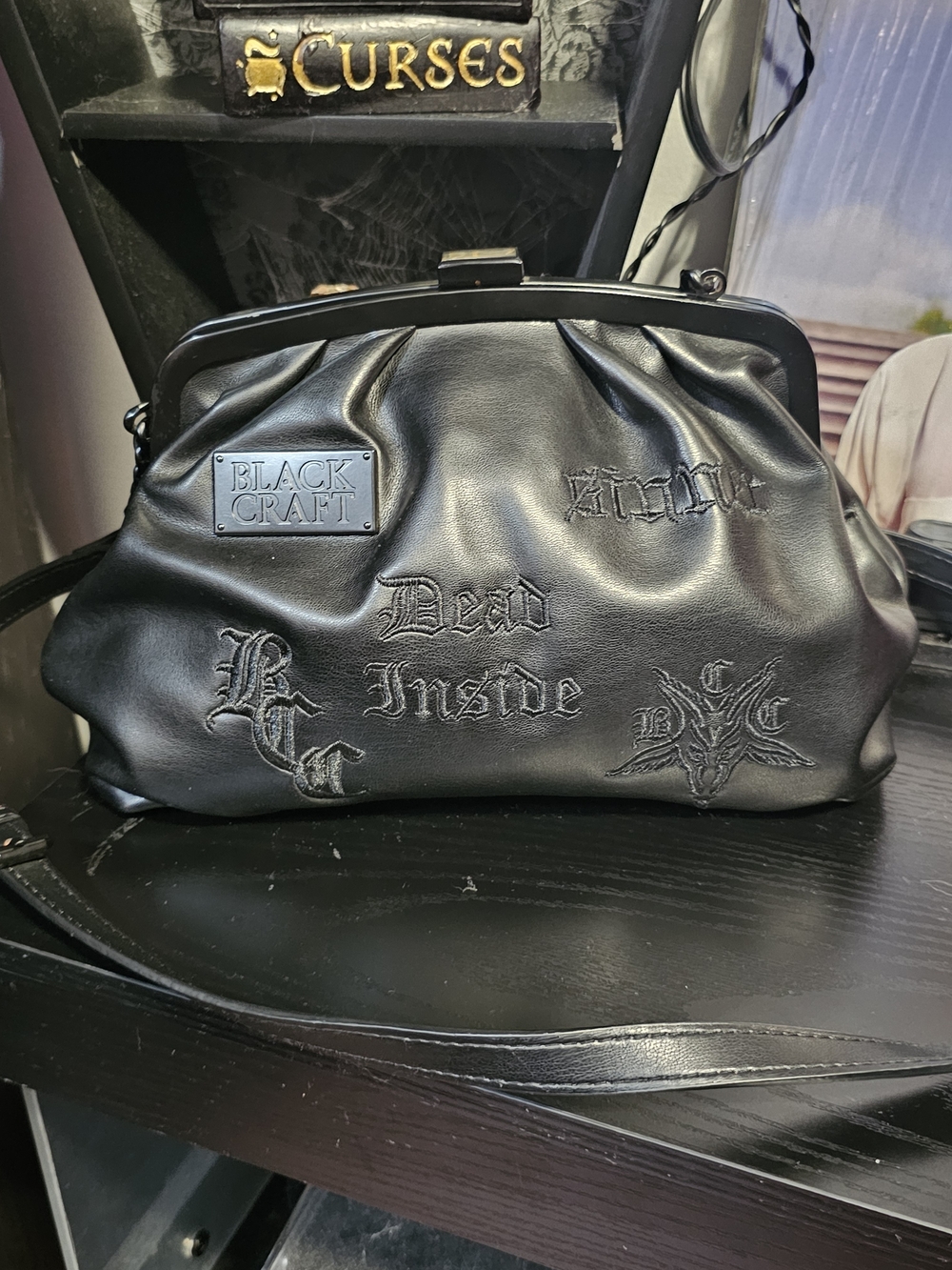 BlackCraft Black Women's Gothic Clutch - Black Embroidered Finish